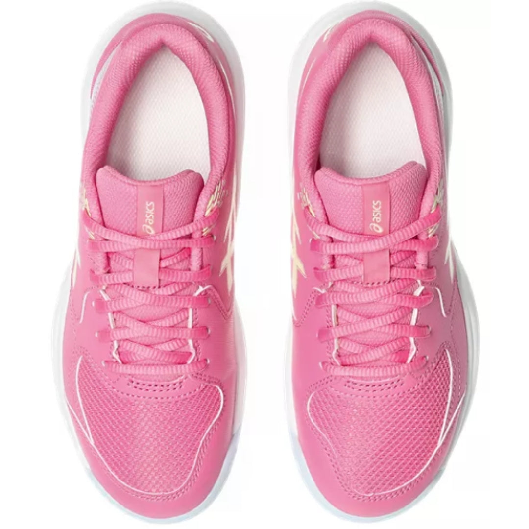 ASICS GEL-DEDICATE 9 GS lasten sisäliikuntakengät värissä pinkki-valkoinen ja keltainen.