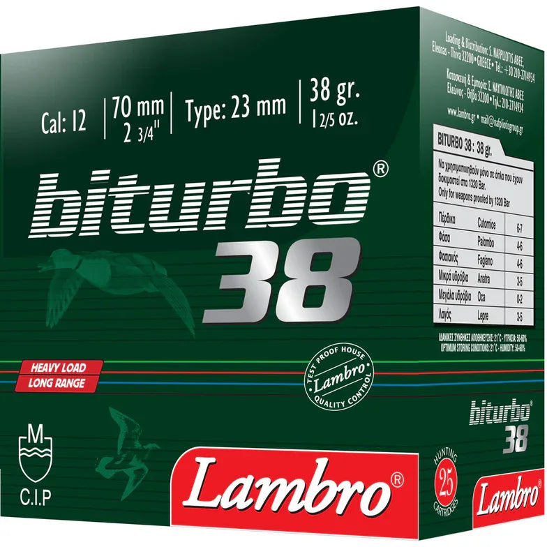 Lambro Biturbo 38 12/70 haulikon patruuna - Urheilu Pajala