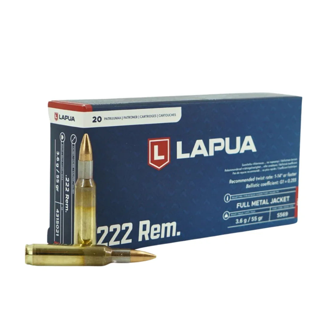 Lapua 222 rem 3,6g FMJ patruuna - Urheilu Pajala
