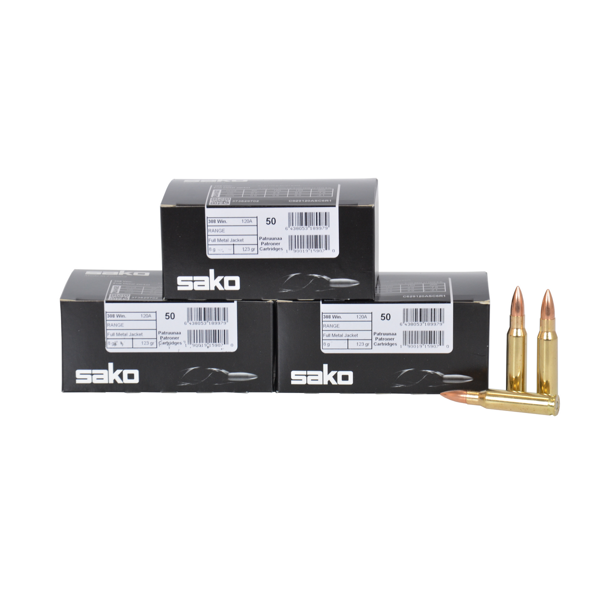 Sako 308 Win Range 8g FMJ kiväärin patruuna