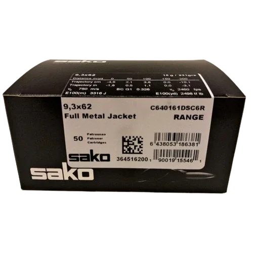 Sako Range 9,3x62 15g FMJ kiväärin patruuna - Urheilu Pajala