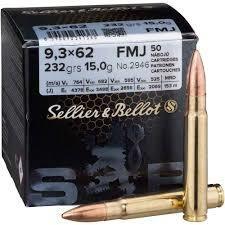 Sellier&Bellot 9,3x62 15g FMJ kiväärin patruuna - Urheilu Pajala