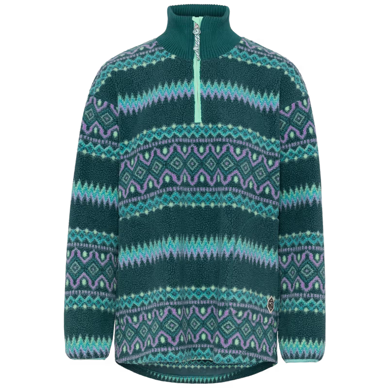 Kari Traa Ruthie Midlayer Half Zip on pehmeä, lämmin ja tyylikäs naisten fleecepaita, joka sopii niin ulkoiluun, retkeilyyn ja talven aktiviteetteihin kuin rentoon arkikäyttöön. Peacock-värinen Ruthie Midlayer yhdistää erittäin pehmeän pile-fleecen, rennon istuvuuden ja näyttävän pohjoismaisesta luonnosta inspiroituneen kuosin.