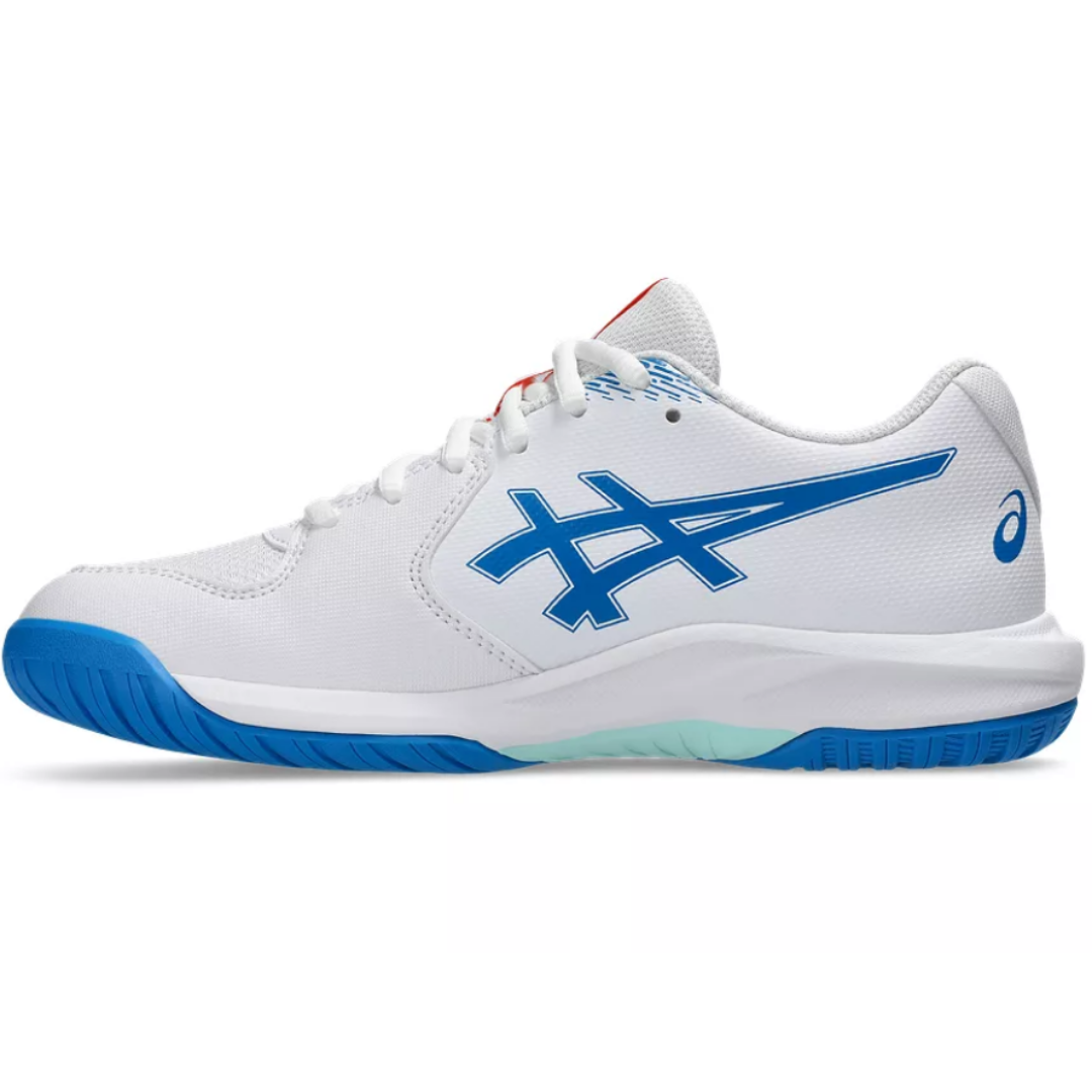 ASICS GEL-DEDICATE 9 GS lasten sisäliikuntakengät värissä valkoinen/ sininen.