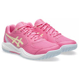 ASICS GEL-DEDICATE 9 GS lasten sisäliikuntakengät värissä pinkki-valkoinen ja keltainen.