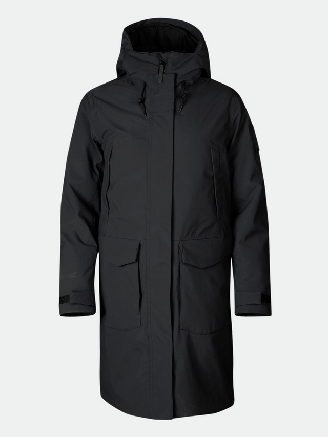 Halti Bergga W Warm DX Parka on naisten pitkä talviparka, jossa yhdistyvät lämmin eristys, sääsuoja ja ajaton kaupunkityyli. Musta Halti Bergga talvitakki sopii työmatkoille, päivittäiseen käyttöön ja talven ulkoiluun, kun tarvitset suojaa kylmältä, tuulelta ja sateelta.