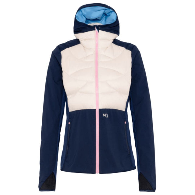 Kari Traa Tirill Thermal Jacket on lämmin ja tekninen naisten hybriditakki, joka on suunniteltu ulkoiluun, hiihtoon ja vaihteleviin sääolosuhteisiin. Takissa yhdistyvät tehokas ankanuntuvatäyte, lämpöä lisäävä vanutäyte sekä tuulenpitävä materiaali alueilla, jotka joutuvat eniten sään armoille. Näin lämpö pysyy siellä, missä sitä tarvitaan, mutta rakenne antaa keholle tilaa säädellä lämpöä liikkeen aikana.