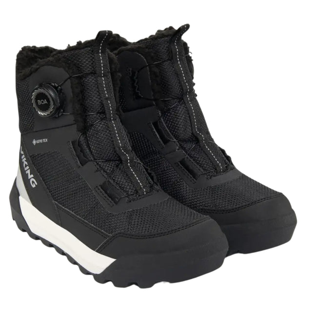 iking Expower Warm GTX BOA mustat lasten talvikengät vedenpitävällä GORE-TEX-kalvolla.