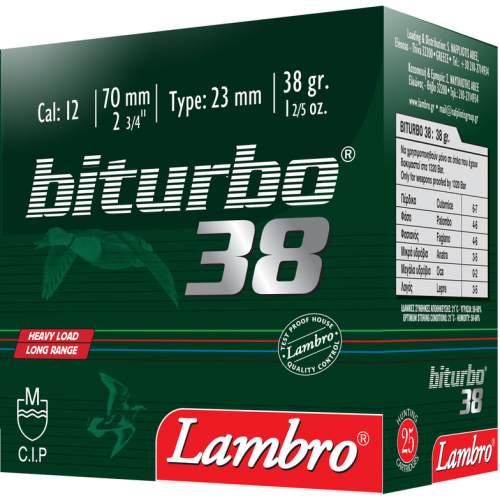 Lambro Biturbo 38 12/70 haulikon patruuna 2,7mm